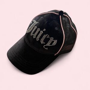 Juicy Couture Black Hat with Rhinestone Detail